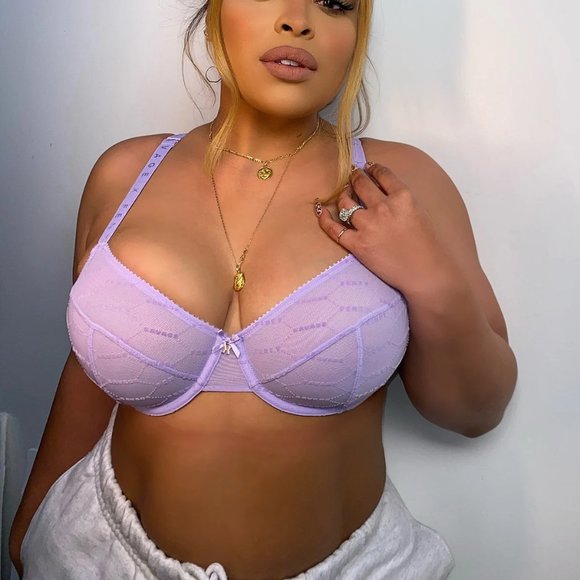 Savage X Fenty Other - Savage x Fenty FLocked Logo Unlined Bra in Lavender 40D NWT